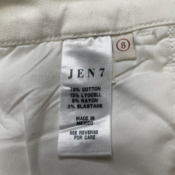 Jen7 Seven For All Mankind Jeans Cropped Skinny Ivory White Denim Stretch 8 NWT - Picture 8 of 13